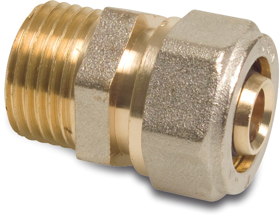 Profec Adaptor socket brass nickel plated 16 mm x 1/2" compression x male thread type Alu-PE-X