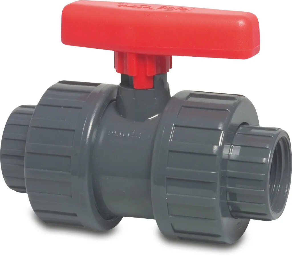 Profec Ball valve PVC-U 1 1/4" female thread 16bar DN32 grey type Safe 625