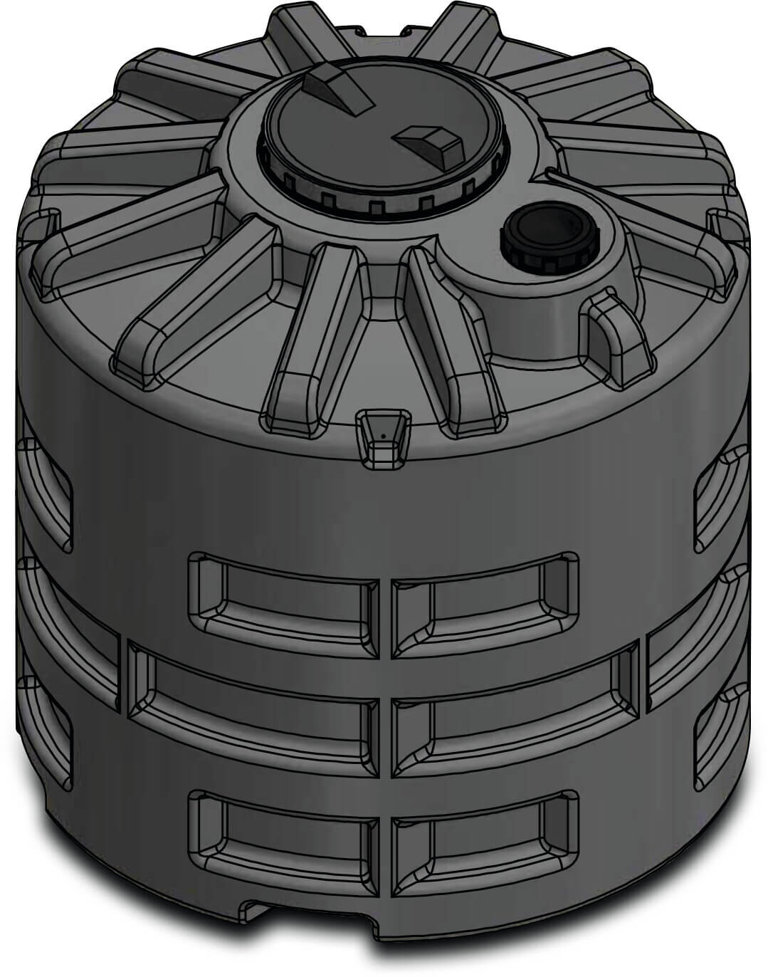 Elbi Behälter LDPE Schwarz 1400ltr Typ CUV Unterirdisch