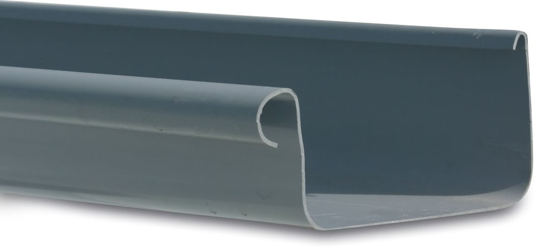Square gutter PVC-U 187 mm grey 4m