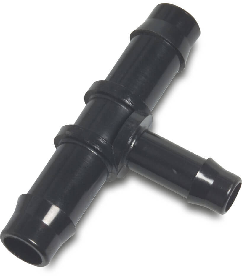 Barbed reducer T-piece 90° PA (nylon) 32 mm x 25 mm x 32 mm hose tail 10bar black type WF