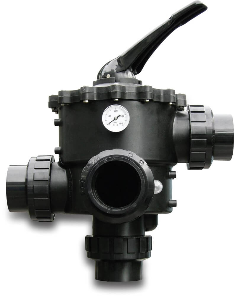 Waterco Kommersiell multiport ventil 2 1/2"/75mm 4bar för sidmonteringsfilter type 6-vägs ventil + rör kit