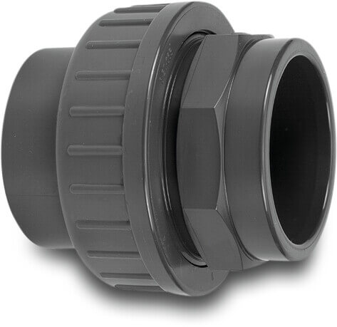 VDL Union coupler PVC-U 10 mm glue socket 16bar grey type A