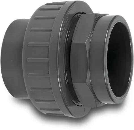 VDL Union coupler PVC-U 50 mm glue socket 16bar grey type A