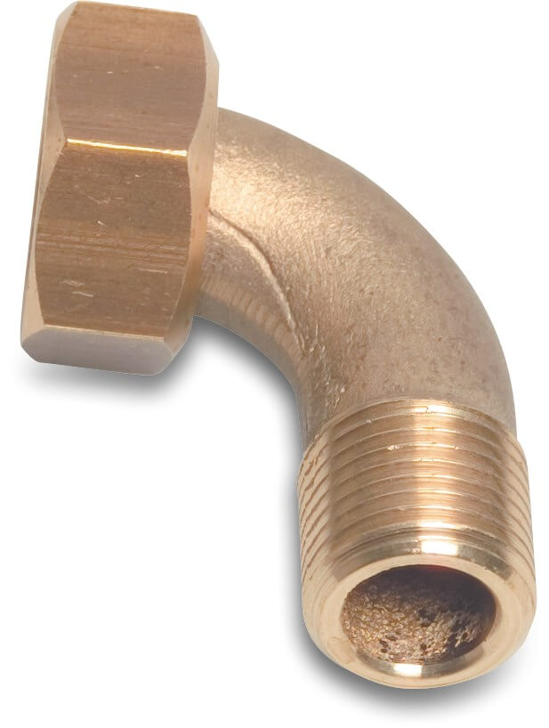 Nr. 100 2/3 union elbow 90° brass 3/4" x 1/2" female threaded nut x male thread 40bar