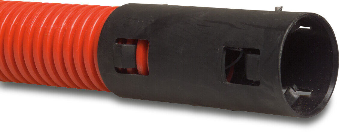 Cable protection pipe PE 40 mm click socket x plain DN32 red/black 25m