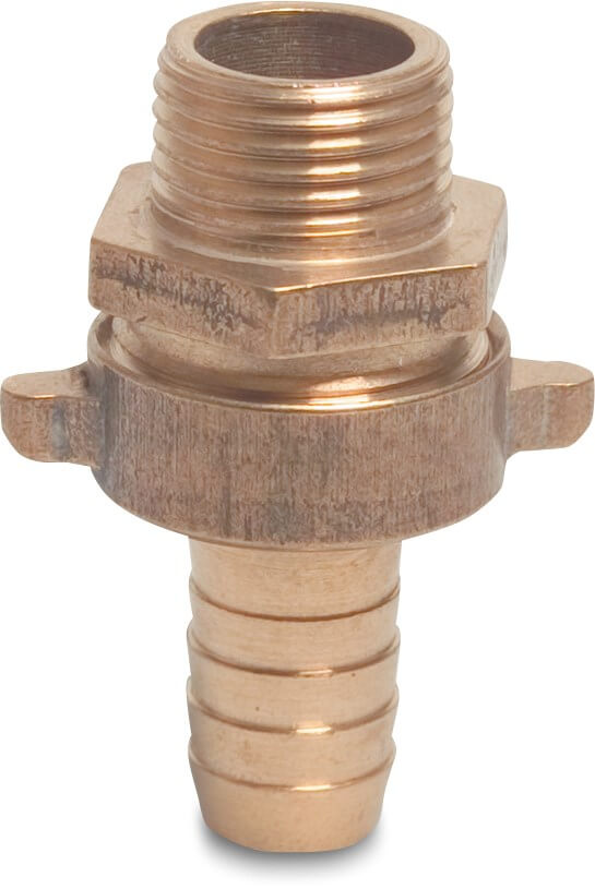 Profec Hose tail union adaptor brass 1/2" x 13 mm male thread x hose tail type flat seal