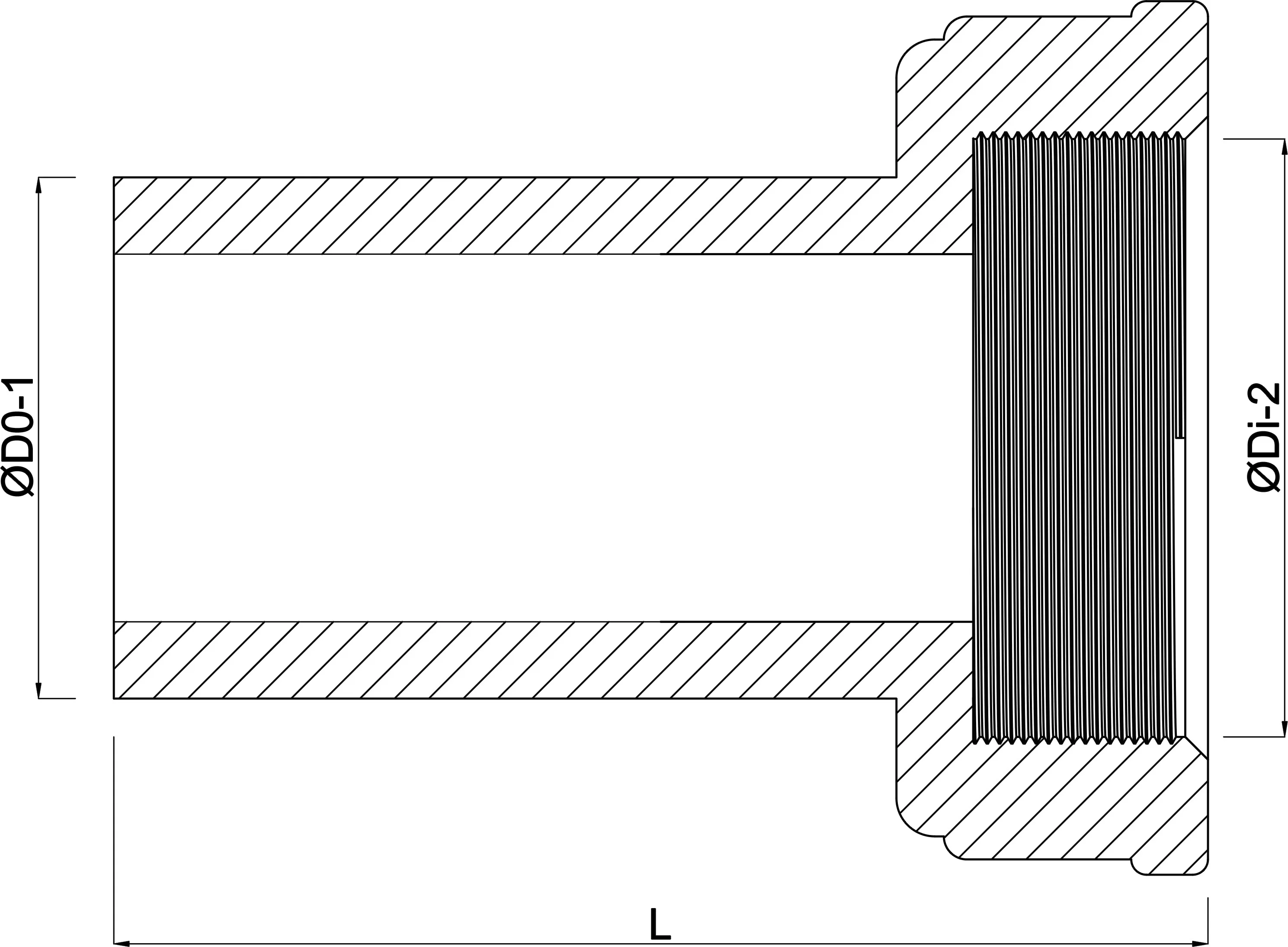 VDL 2/3 Verschraubung aus Rohr hergestellt PVC-U 50 mm x 2" Stutzen x Überwurfmutter IG 16bar Grau