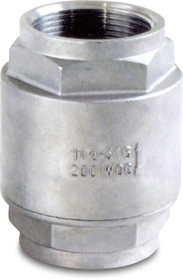 Non return valve spring loaded stainless steel 316 1/2" female thread 15bar