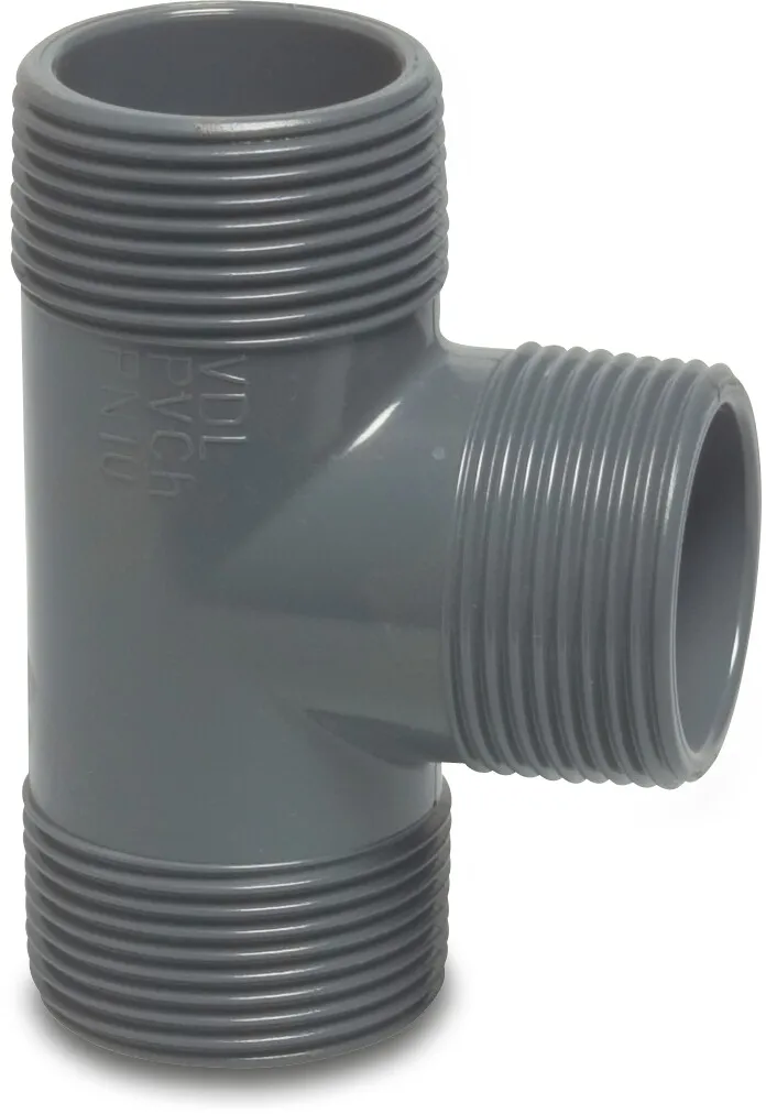 VDL T-Stück 90° PVC-U 1 1/4" Außengewinde 10bar Grau