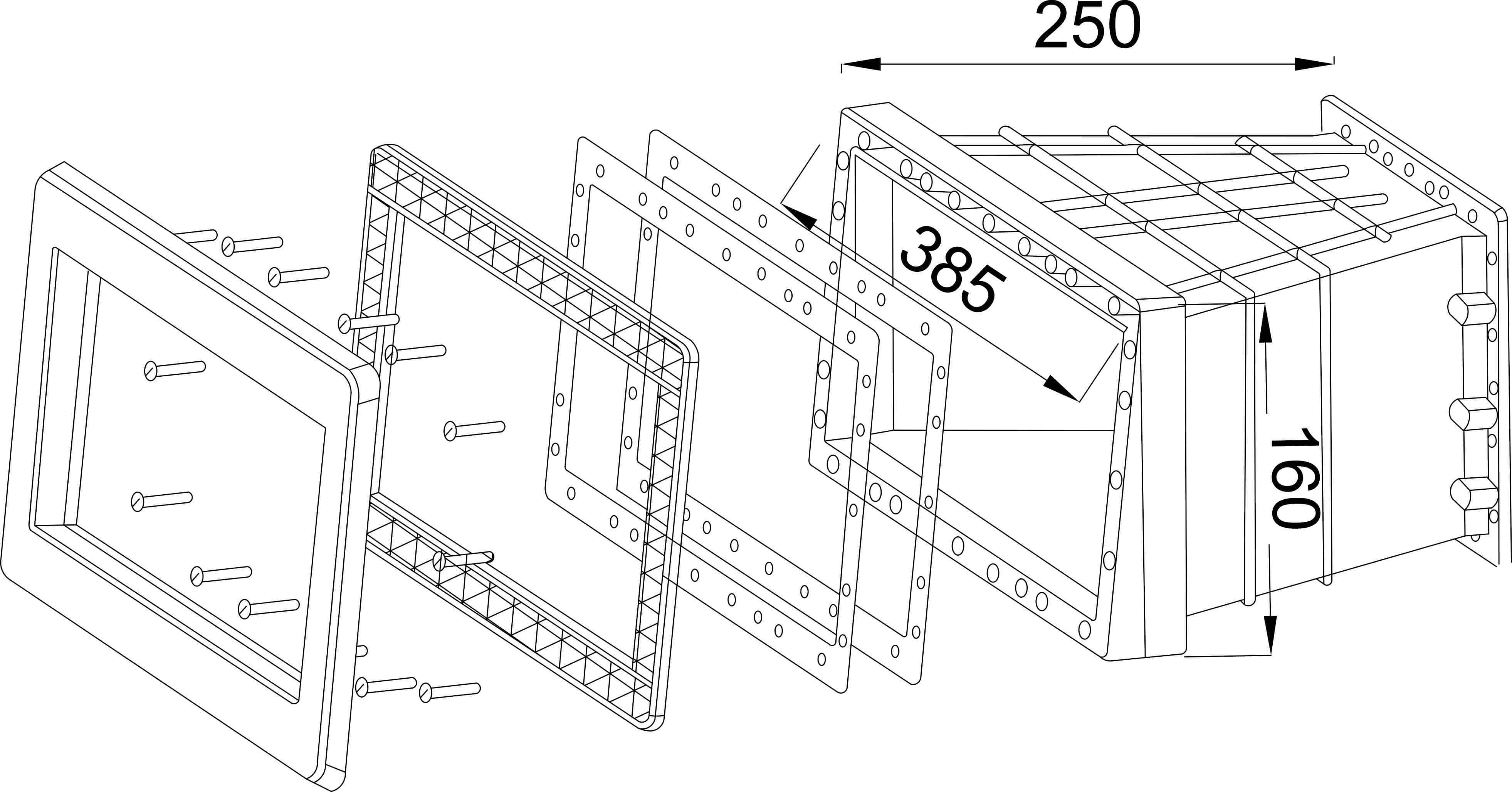 Ocean Vergroting ABS 250 mm x 385 mm wit type Standard 6 graden verval