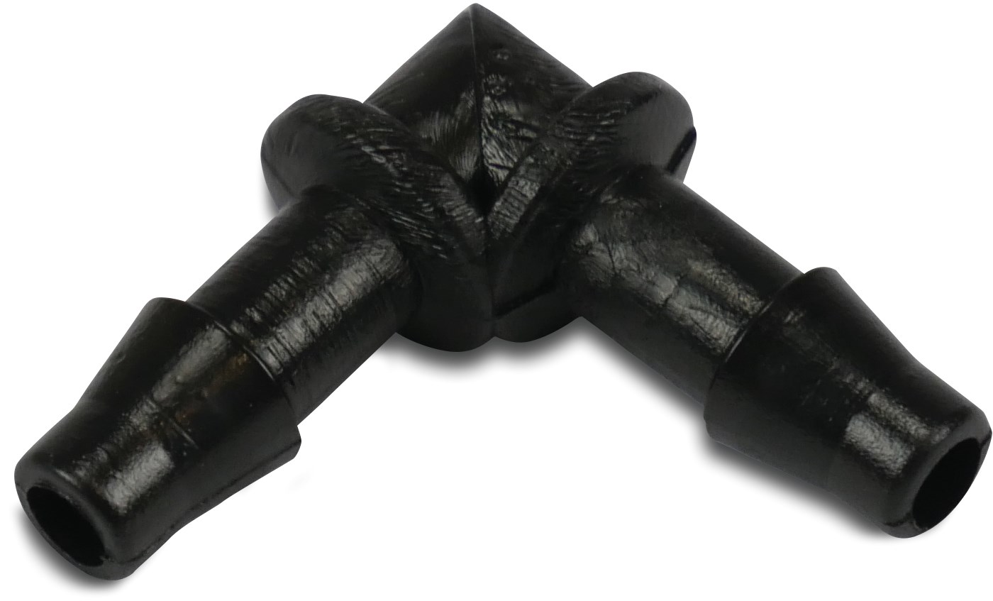 Rain Bird Knie 90° PP 6 mm barbed 3,5bar zwart