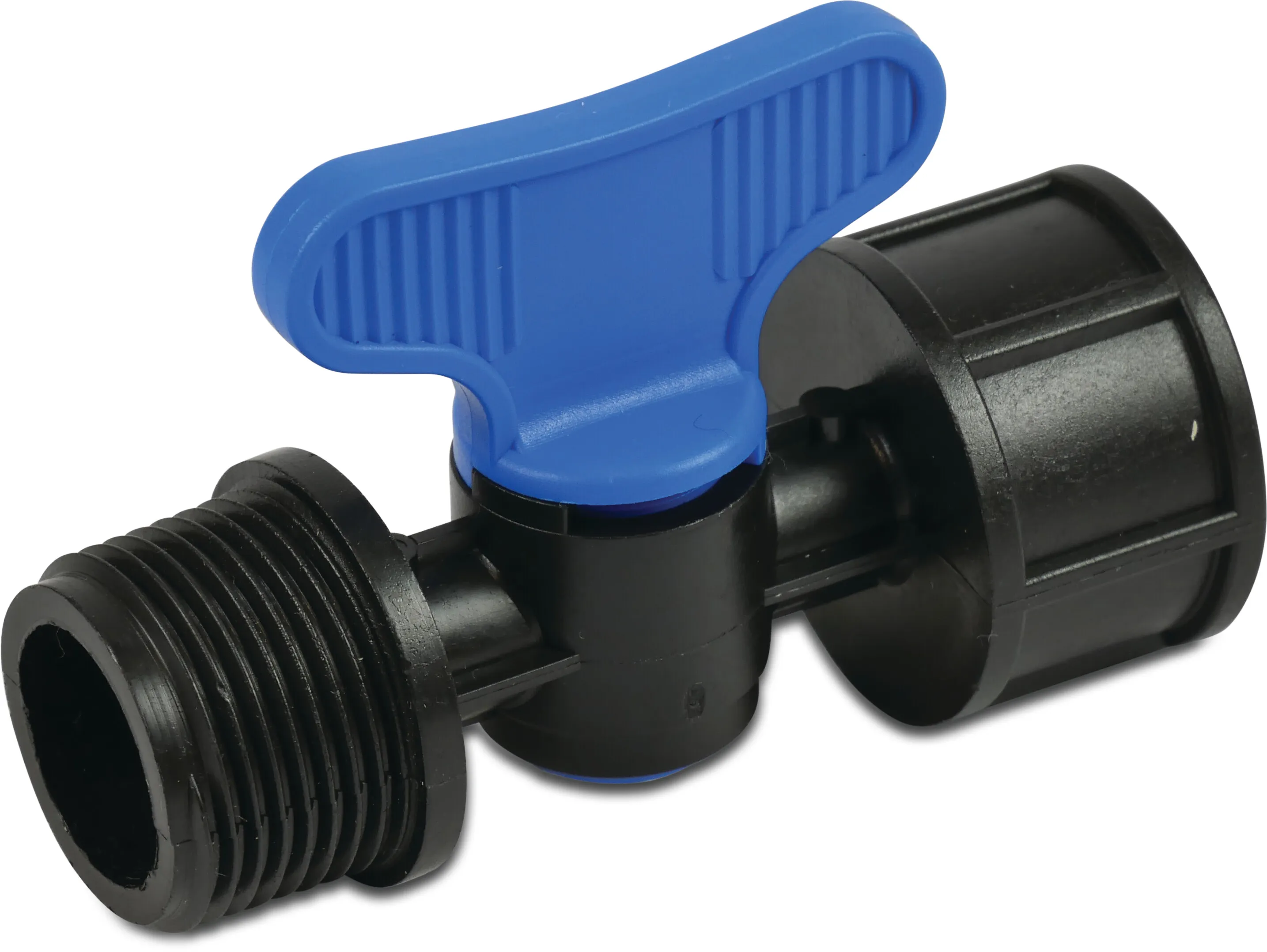 Plug valve PP 3/4" male thread x female thread 6bar black