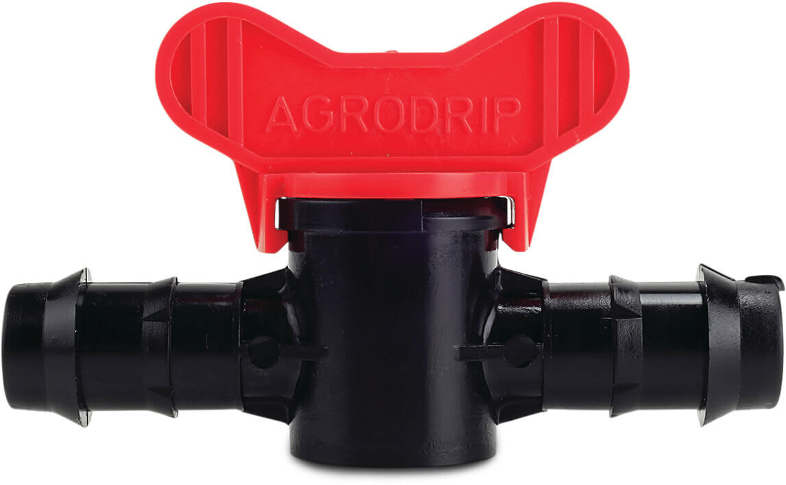 Zawór mini PP 20 mm karbowane czarny