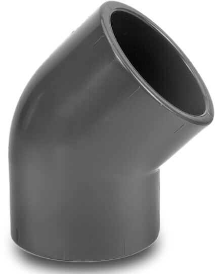 VDL Elbow 45° PVC-U 315 mm glue socket 10bar grey