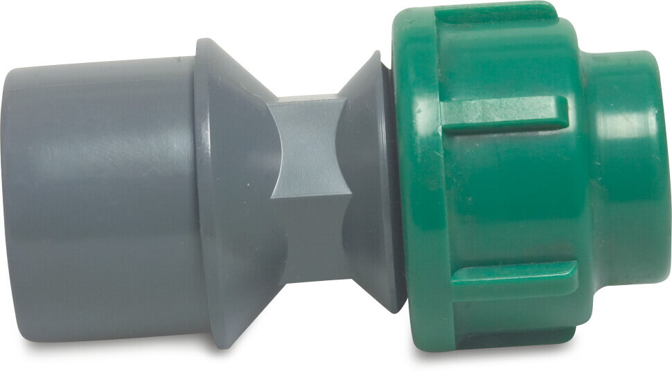 VDL Adaptor socket PVC-U/PP 25/32 mm x 16 mm glue socket/glue spigot x compression 10bar grey/green