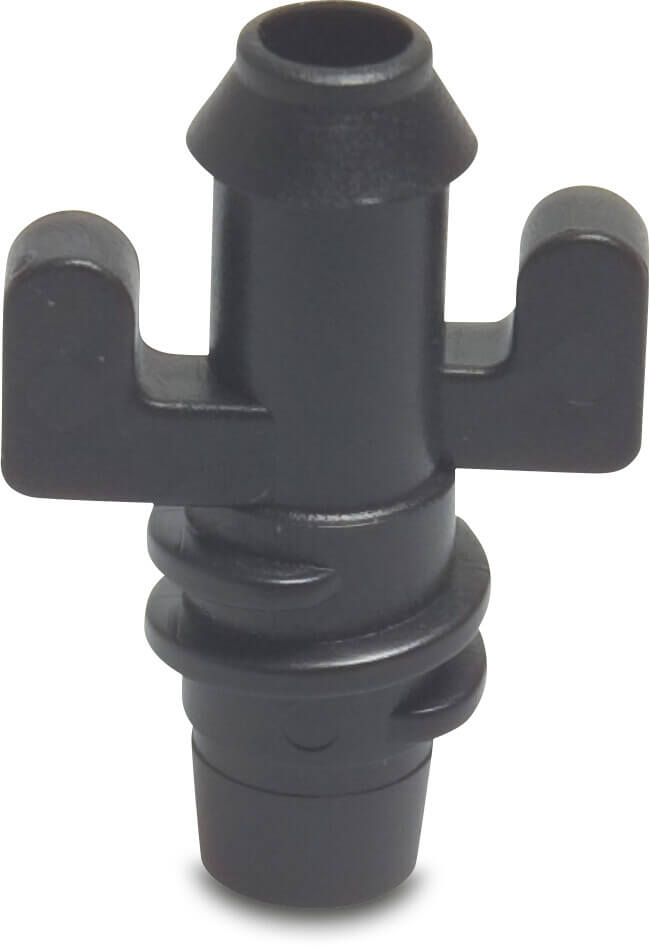 NaanDan Adaptor plastic 4/7 mm bayonet M x barbed/push-in black