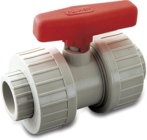Ball valve PP 1" female thread 10bar DN25 cream