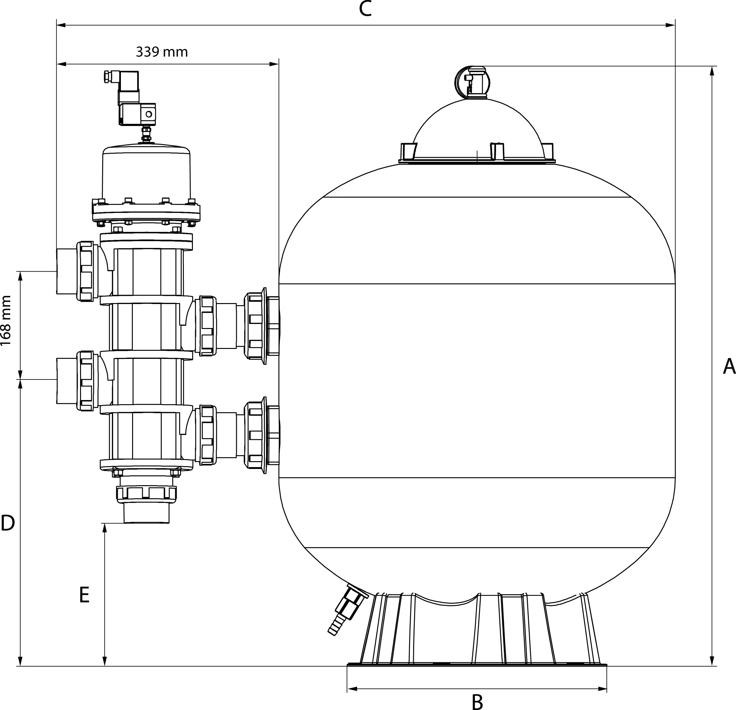 Pentair Sandfilter glasfiberförstärkt polyester 1 1/2" invändig gänga 3,5bar blå type F-24S8-NEOCPPRO