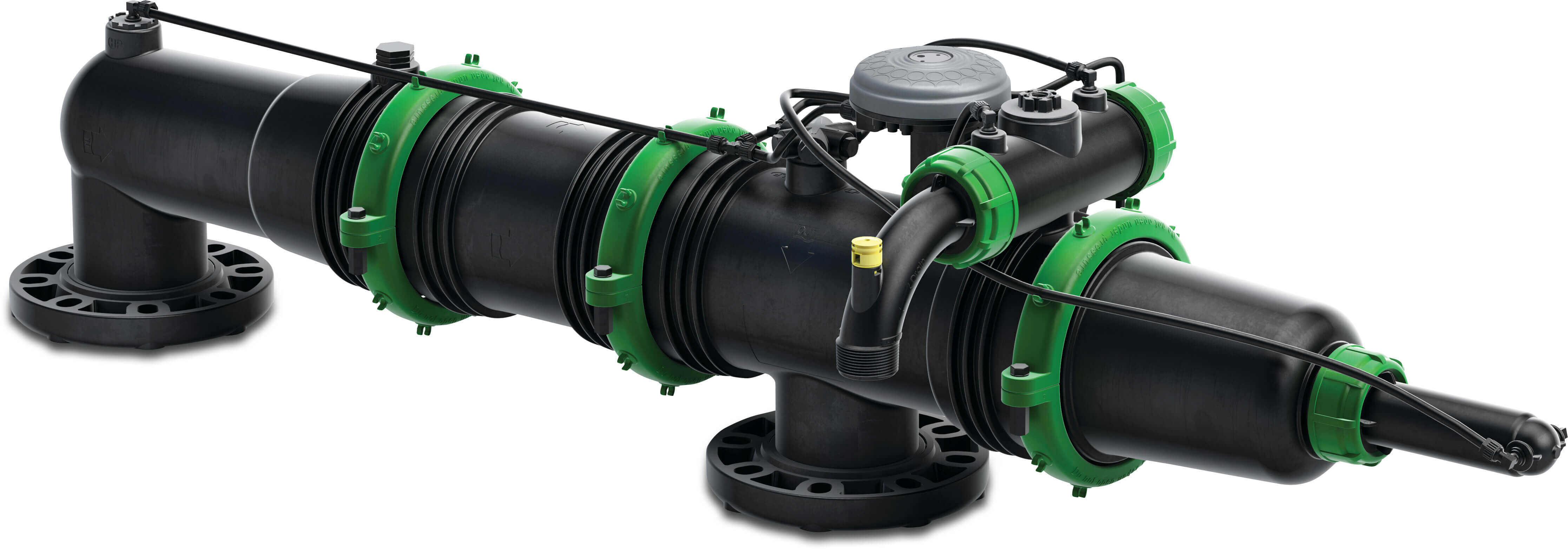 Amiad Automatic filter fibreglass reinforced nylon DN100 flange 8bar 130micron 0,13 mm stainless steel 316 9-12VDC latch black/green 1 x 4" filter type Mini Sigma On-line