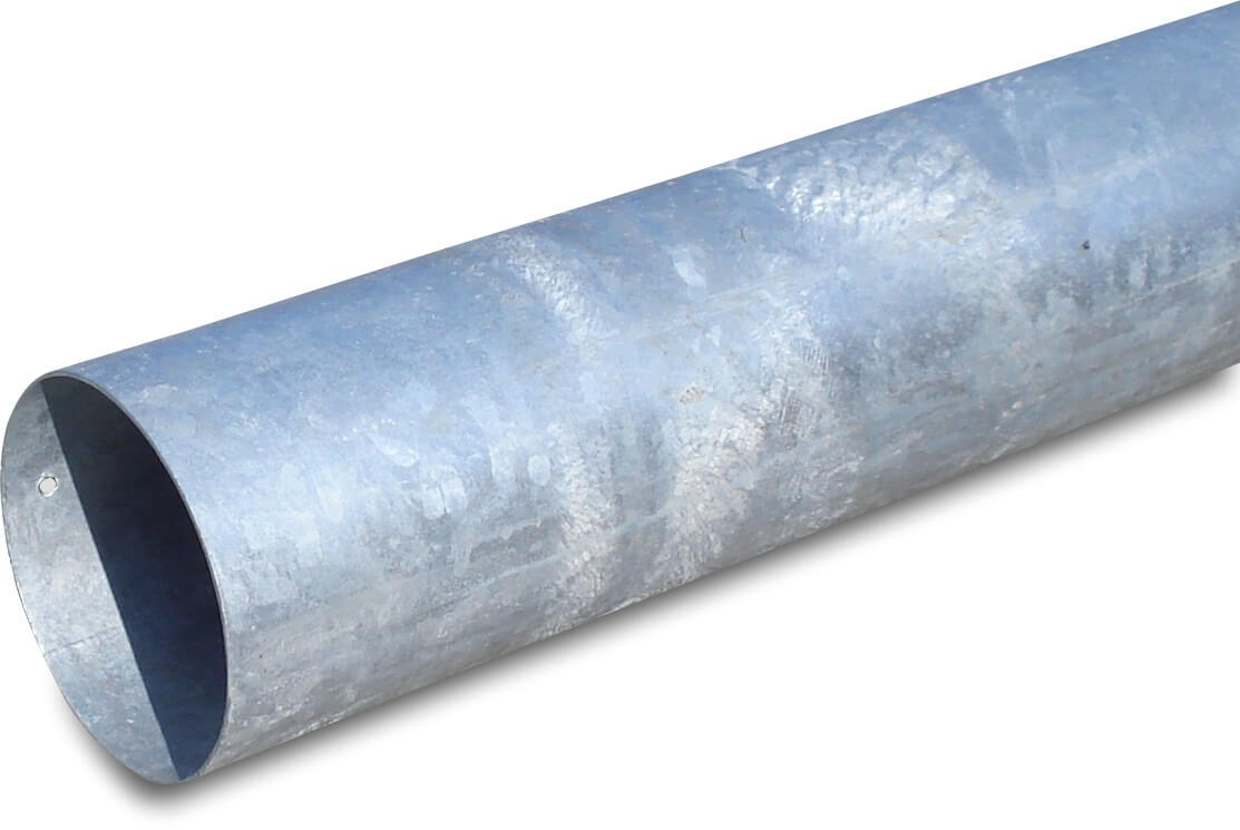 Suction pipe steel galvanised 100 mm x 1,2 mm plain 6m type flush cut