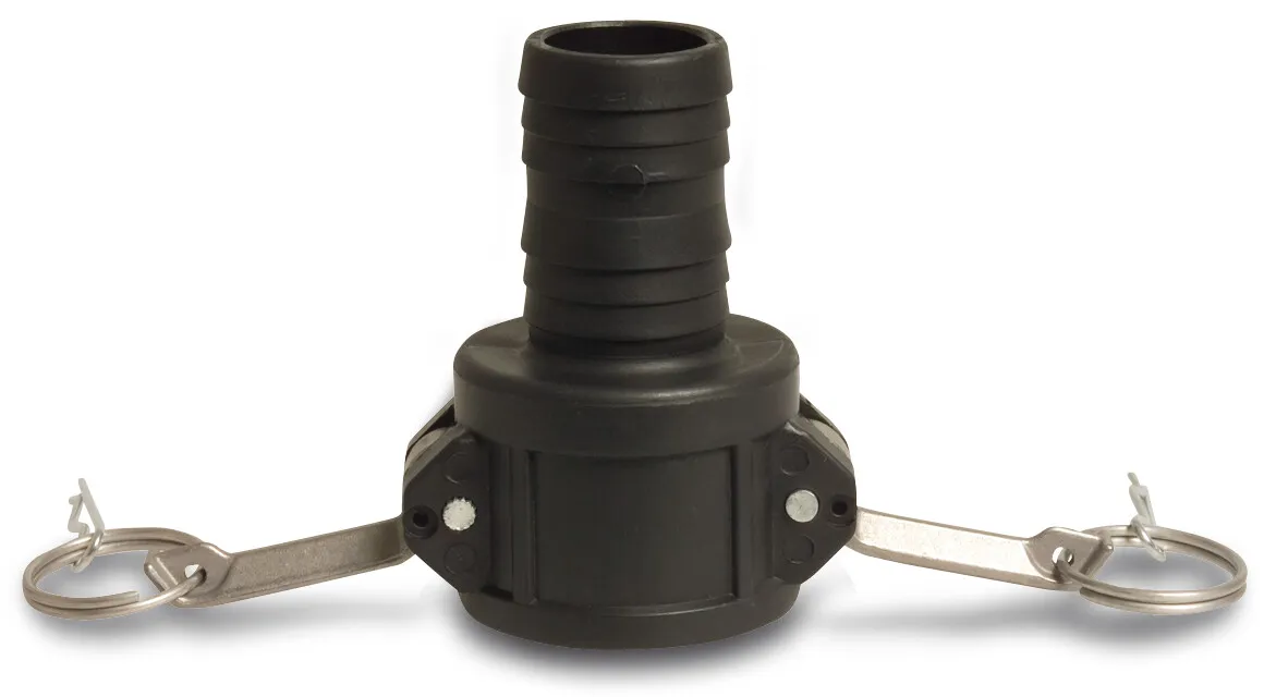 Quick coupler PP 3/4" x 19 mm female part Camlock x hose tail 7,5bar black type Camlock C