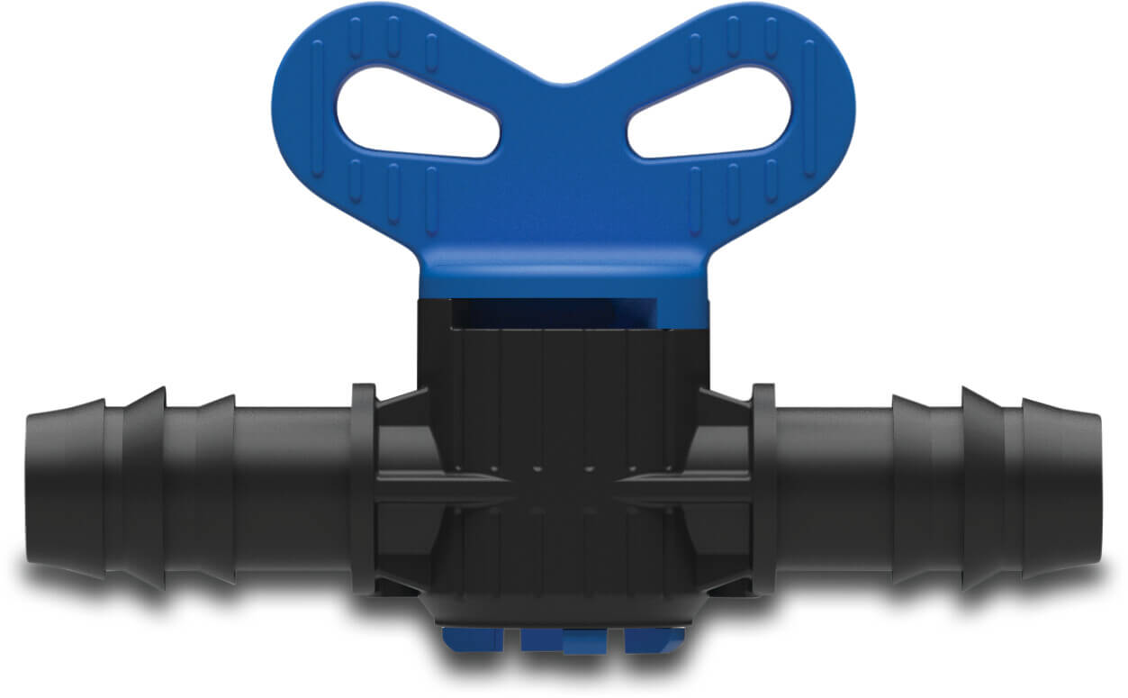 Plug valve PP 25 mm barbed 6bar black