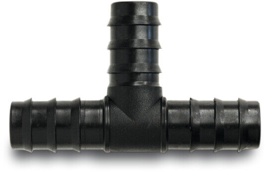 T-piece 90° PP 25 mm barbed black