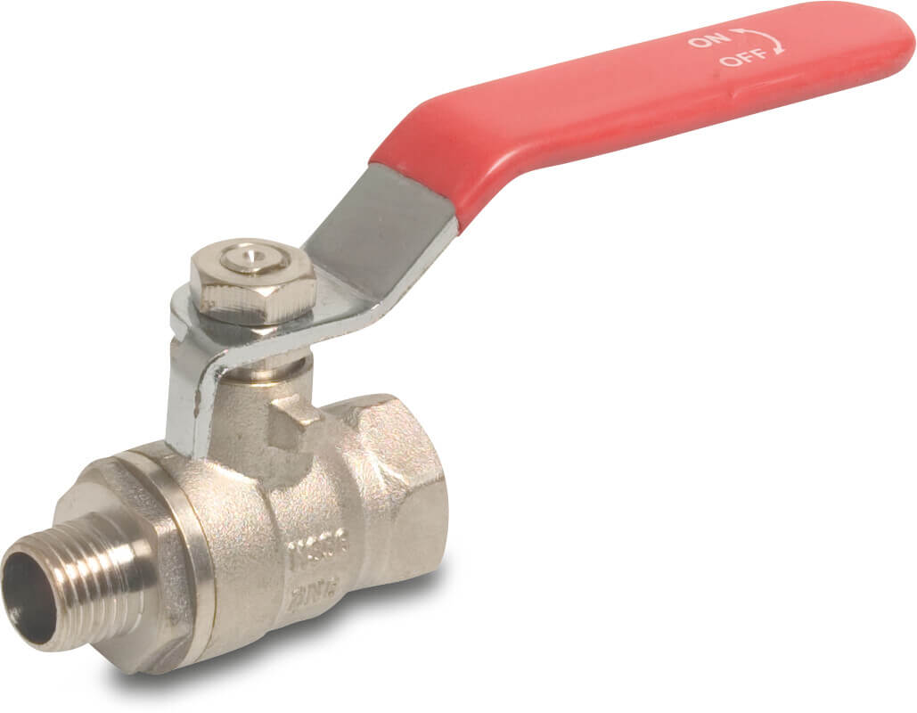 Profec Ball valve brass nickel plated 1 1/4" female thread x male thread 25bar type 104