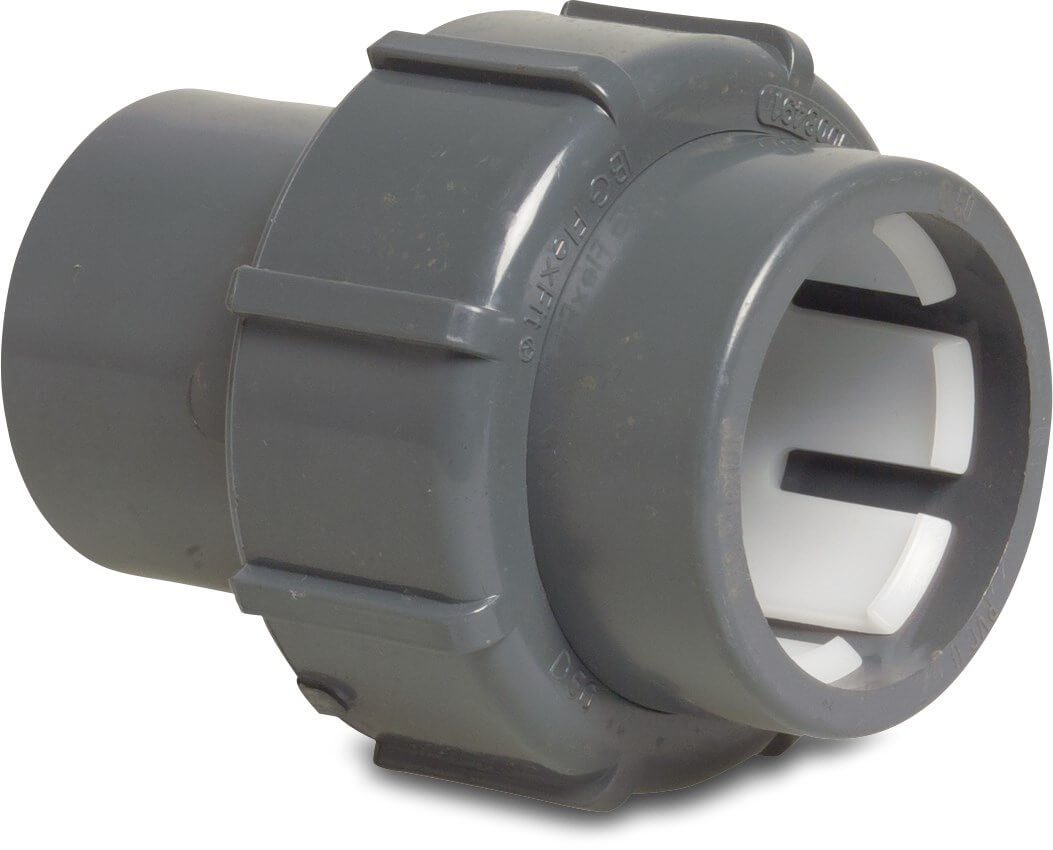 Adaptor socket PVC-U 50 mm x 1 1/2" compression x imperial glue socket 4bar grey