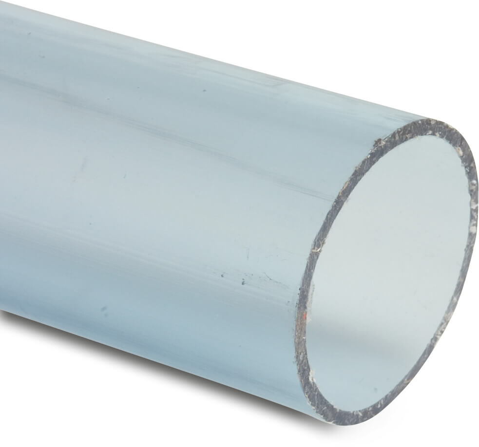 Pressure pipe PVC-U 110 mm x 5,3 mm plain ISO-PN12,5 transparent 5m
