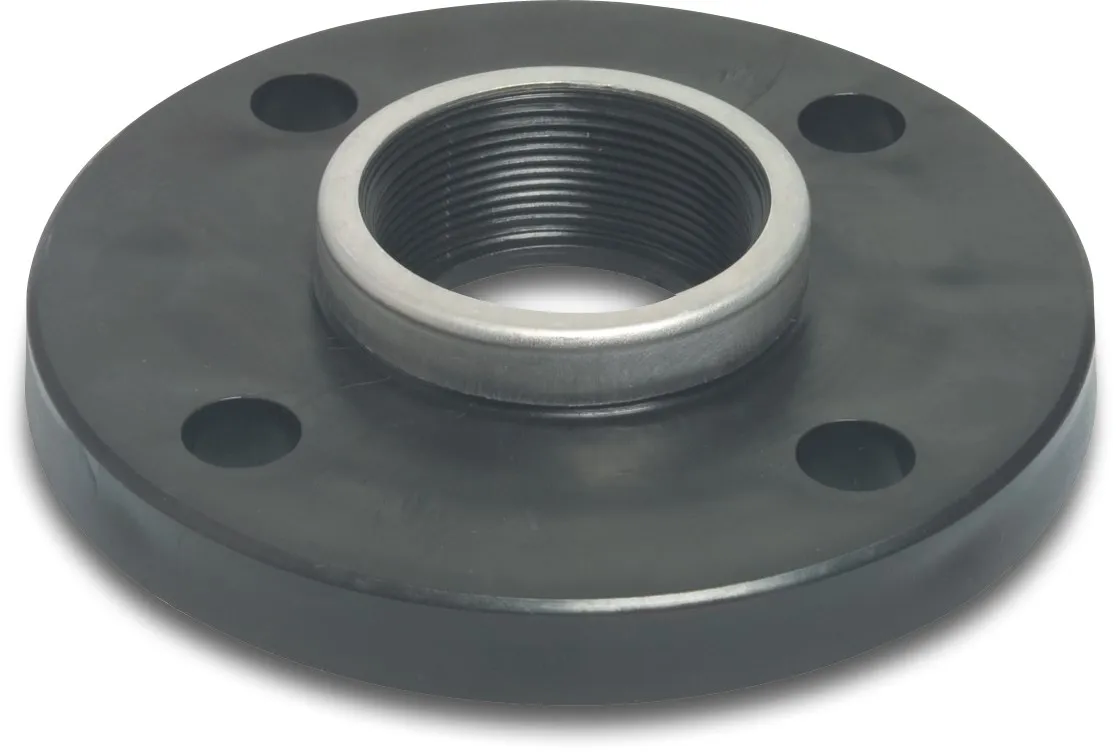 Gewindeflansch PP DN50 x 2" DIN Flansch x Innengewinde Schwarz PN10/16 type verstärkt