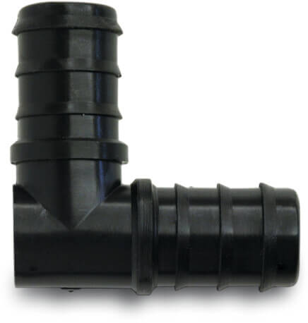 Elbow 90° PP 20 mm barbed black