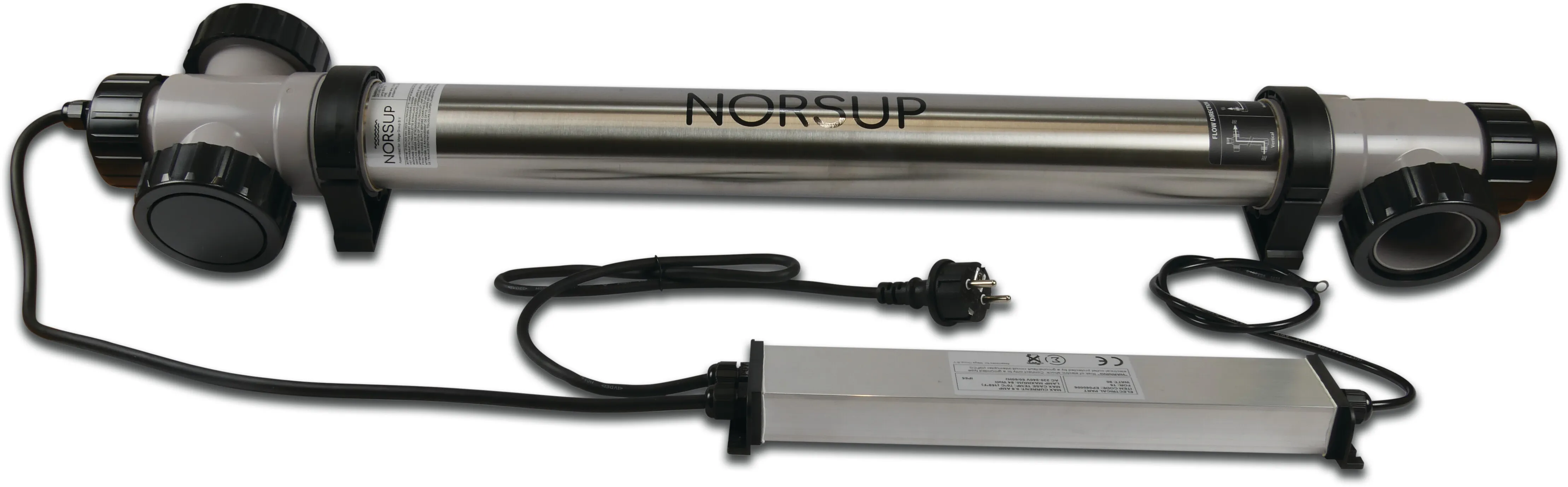 Norsup UV-C-Desinfektionseinheit Edelstahl 316L 50/63 mm x 1 1/2" Klebemuffe/Klebestutzen x Innengewinde 2bar Typ Supernova 80W