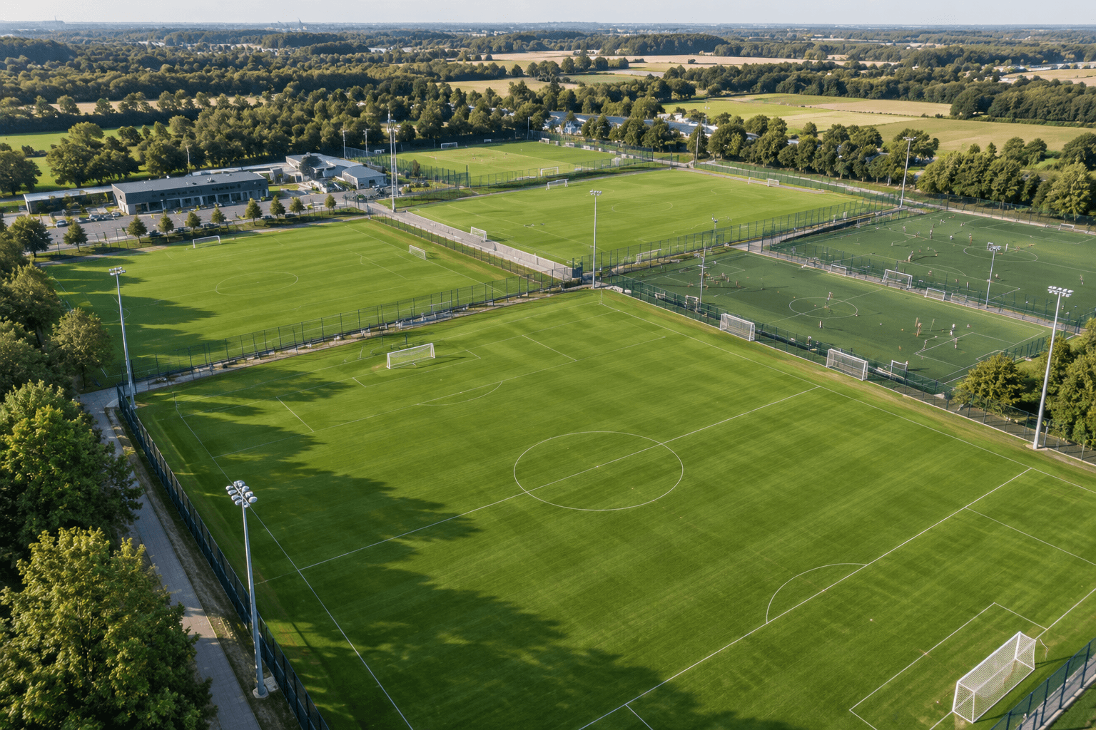 Aerial view of a multi-pitch sports facility