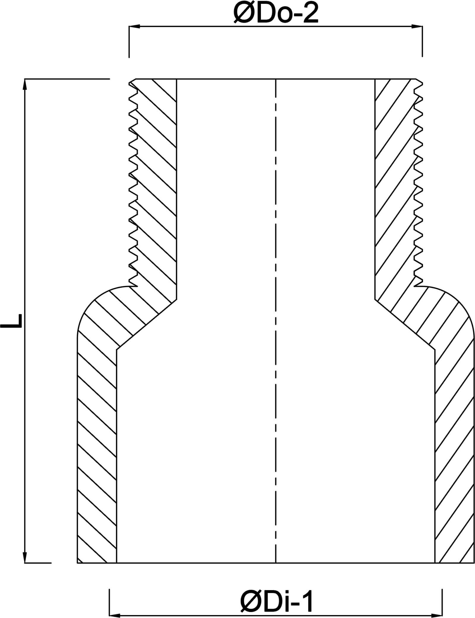 Adaptor bush PVC-U 1 1/2" x 1 1/2" imperial glue socket x male thread 10bar DN40 white
