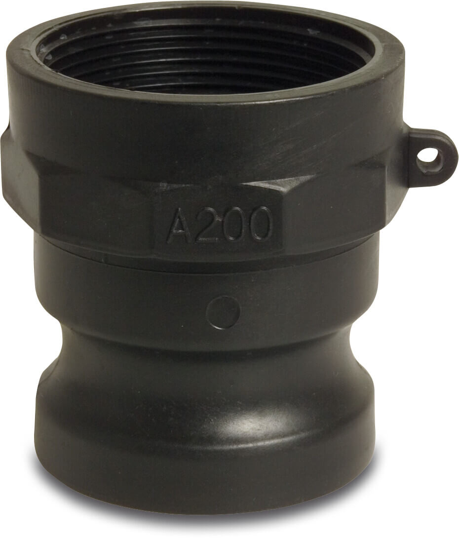 Schnellkupplung PP 1 1/2" V-Teil Kamlock x Innengewinde 6bar Schwarz Typ Kamlock A