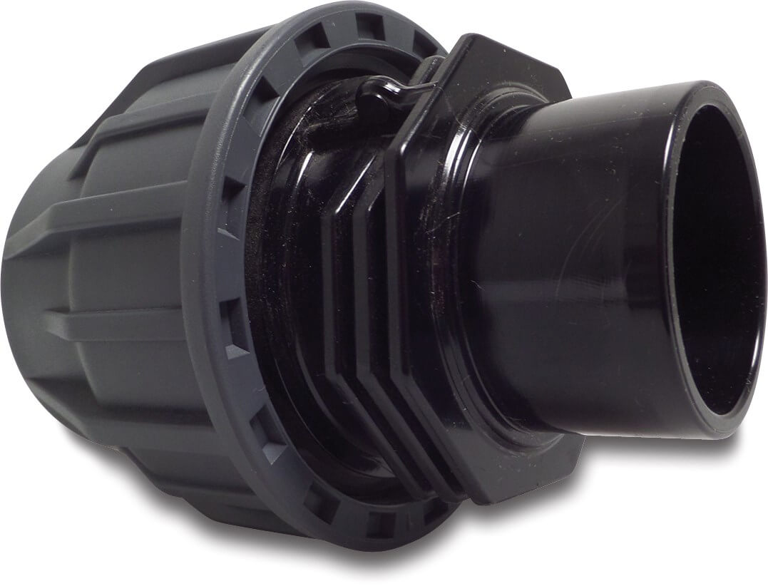Jasonflex Adaptor socket PP/PVC-U 50 mm compression x glue spigot 16bar grey/black