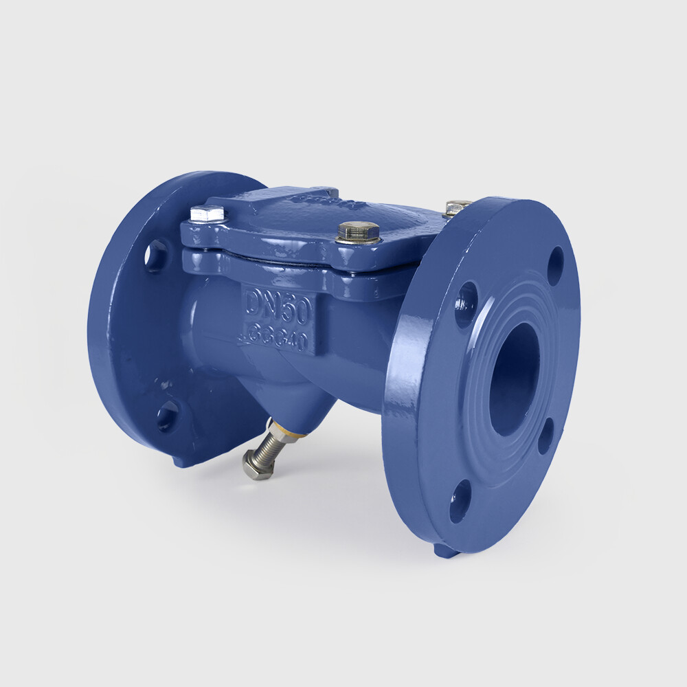 Profec Swing check valve with lifting device ductile iron (GGG40) epoxy coating DN200 DIN flange 16bar DN200 blue PN10