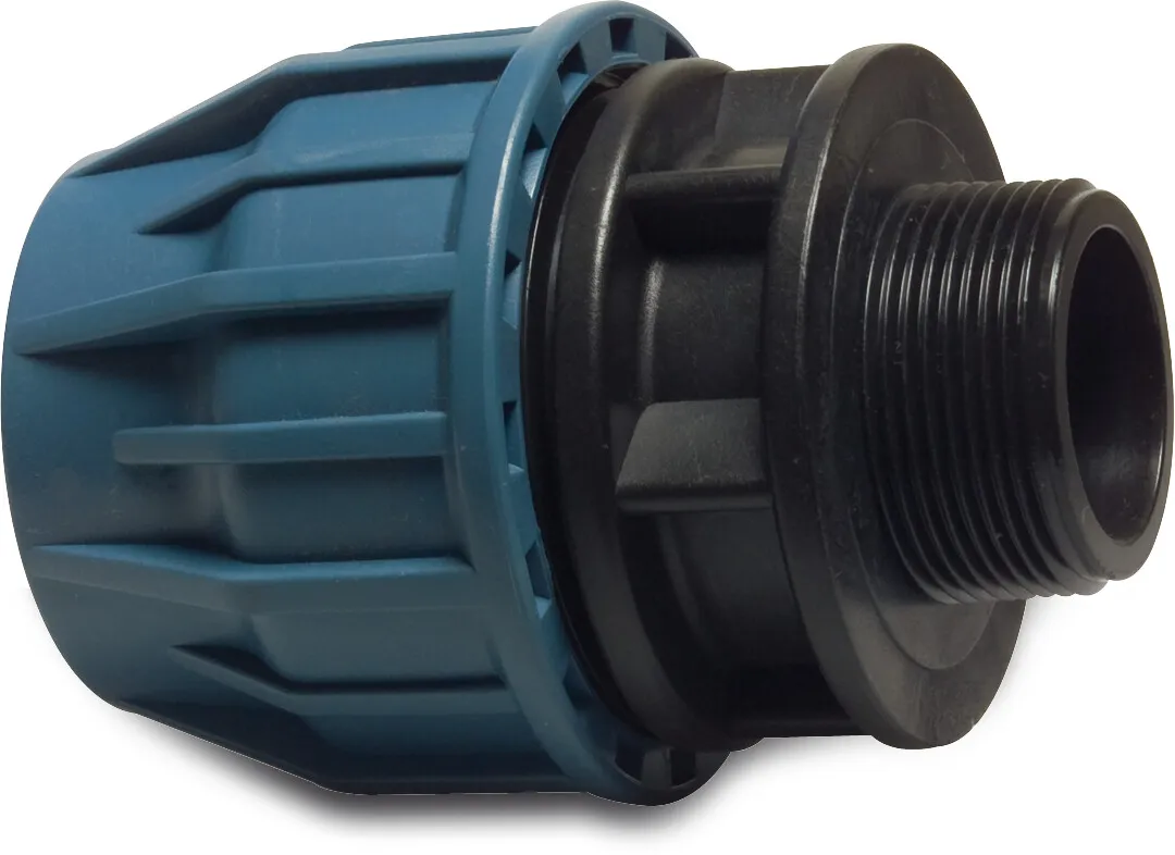 Jason Adaptor bush PP 20 mm x 1/2" compression x male thread 16bar black/blue DVGW/KIWA/WRAS/SVGW