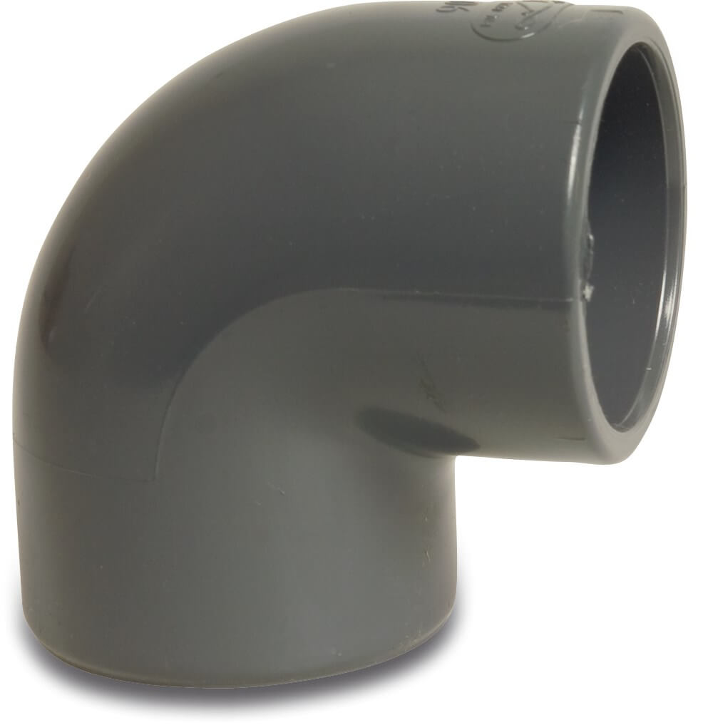 Profec Elbow 90° PVC-U 50 mm glue socket 16bar grey KIWA