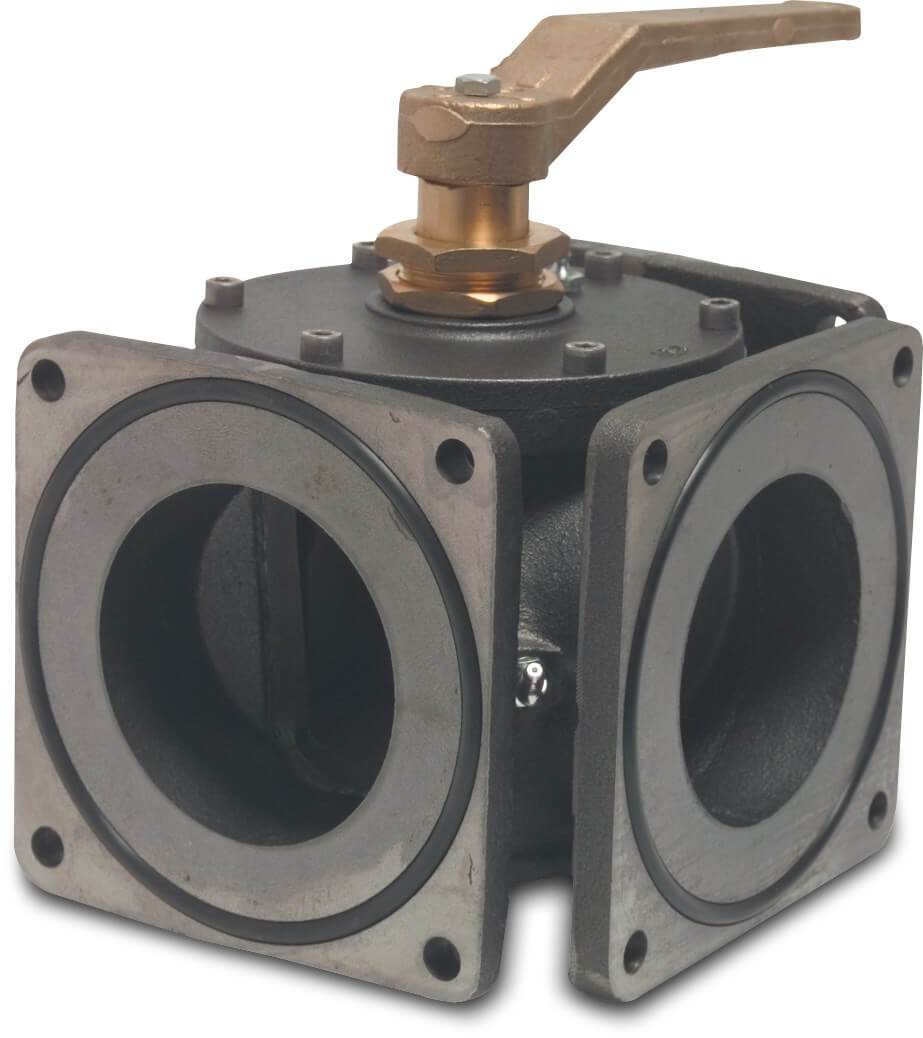 MZ 3-way plug valve cast iron 4" flange 4bar type 0020