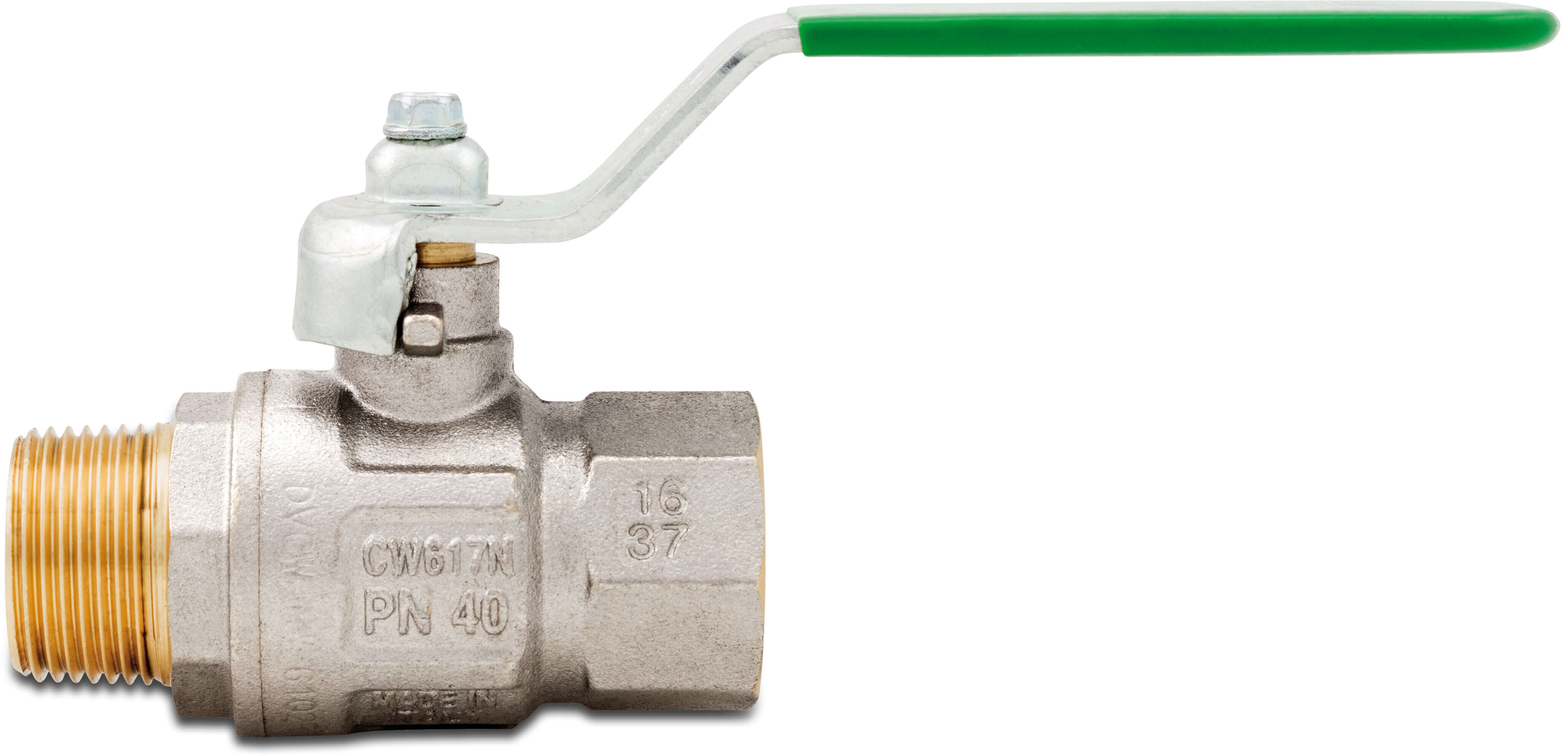 Itap Ball valve brass chrome plated 1 1/2" male thread x female thread 30bar DVGW type 377