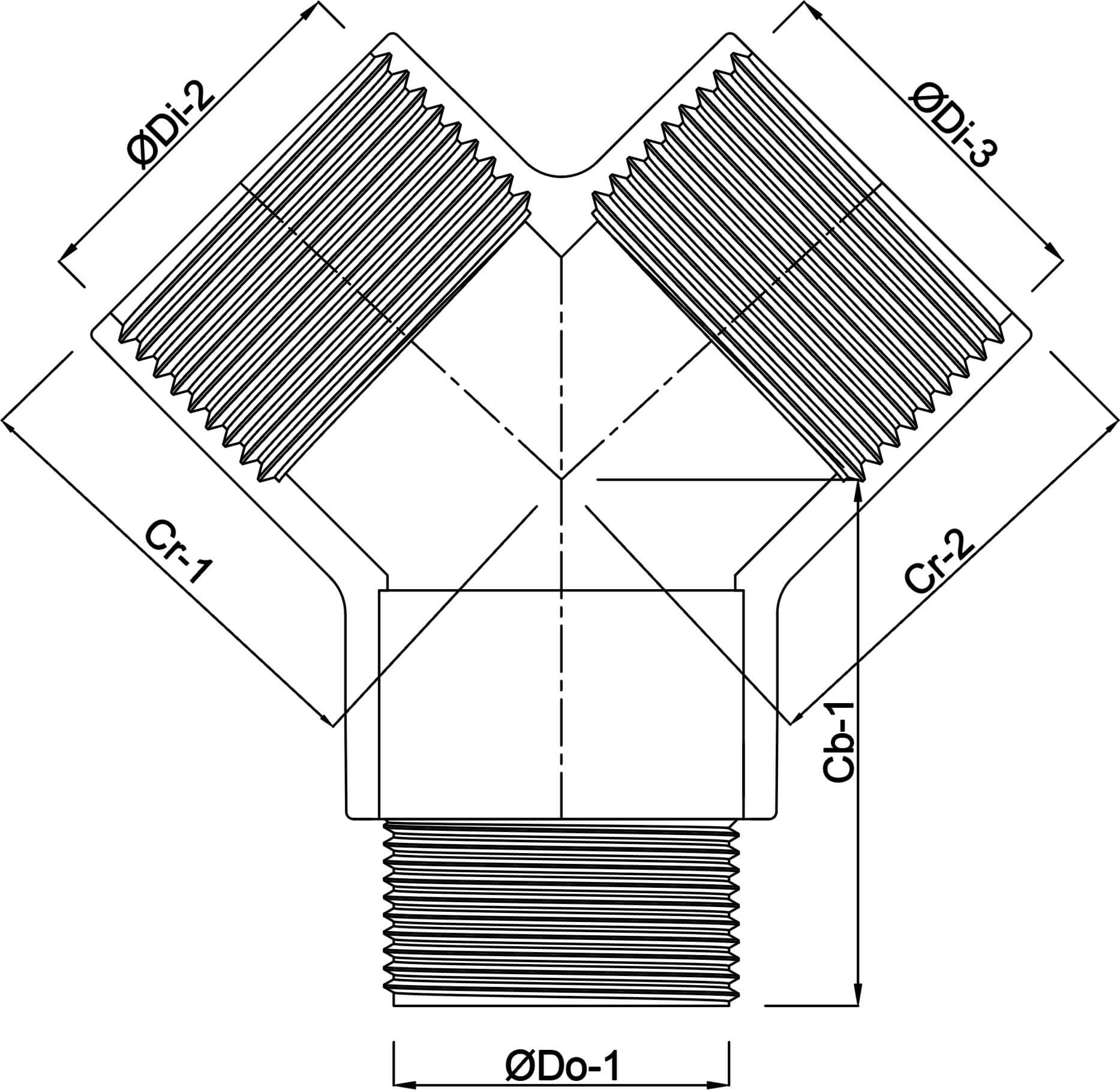 Profec Nr. 220 Y-stuk messing 1/2" binnendraad x buitendraad x binnendraad 30bar
