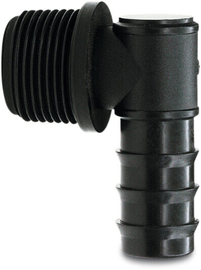 Elbow 90° PP 16 mm x 1/2" barbed x male thread black