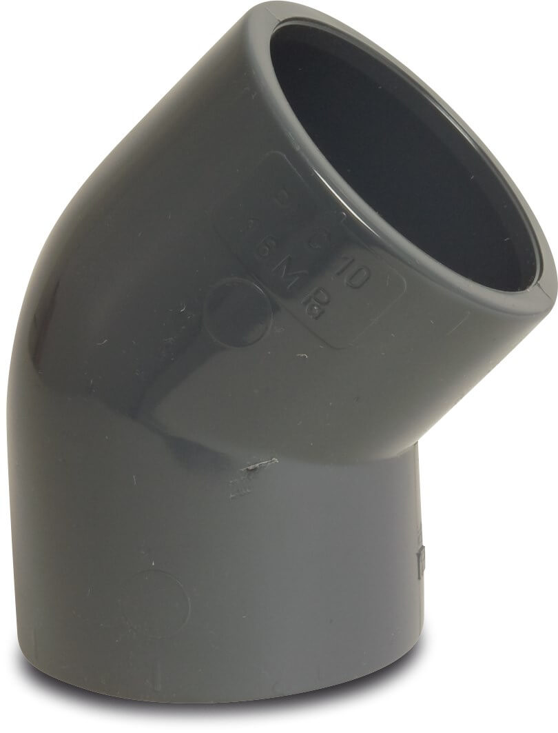 Profec Vinkel 45° PVC-U 12 mm limmuffe 16bar grå