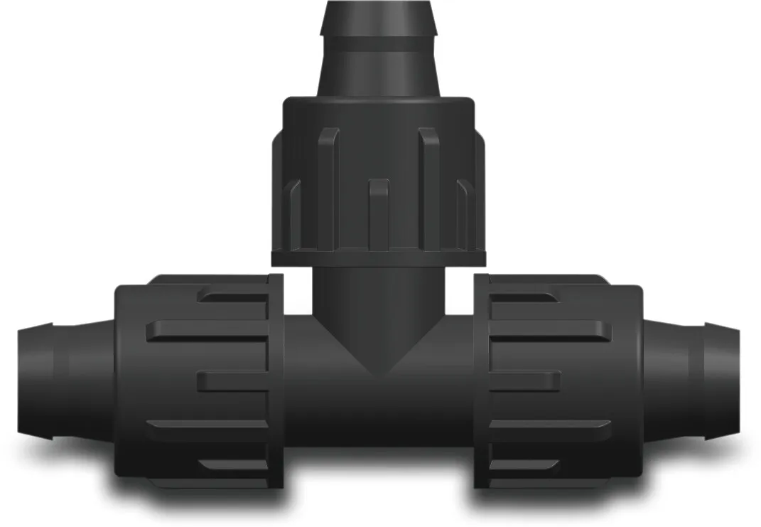 Barbed T-piece 90° PP 17 mm tape 6bar black