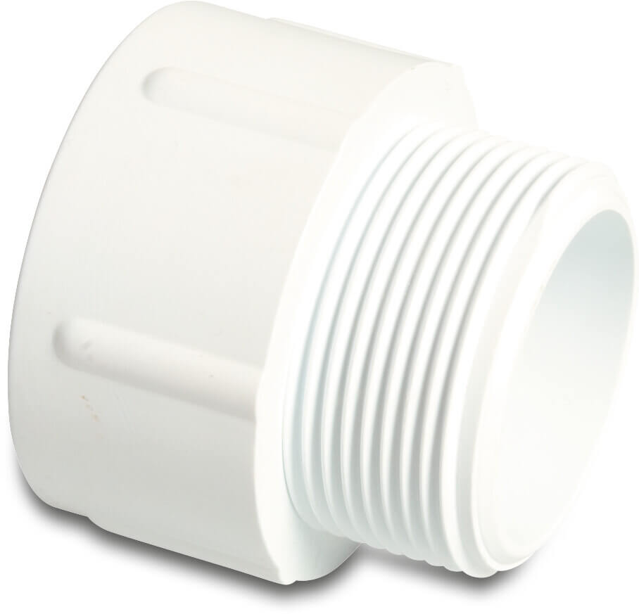 Adaptor bush PVC-U 1 1/2" x 1 1/2" imperial glue socket x male thread 10bar white