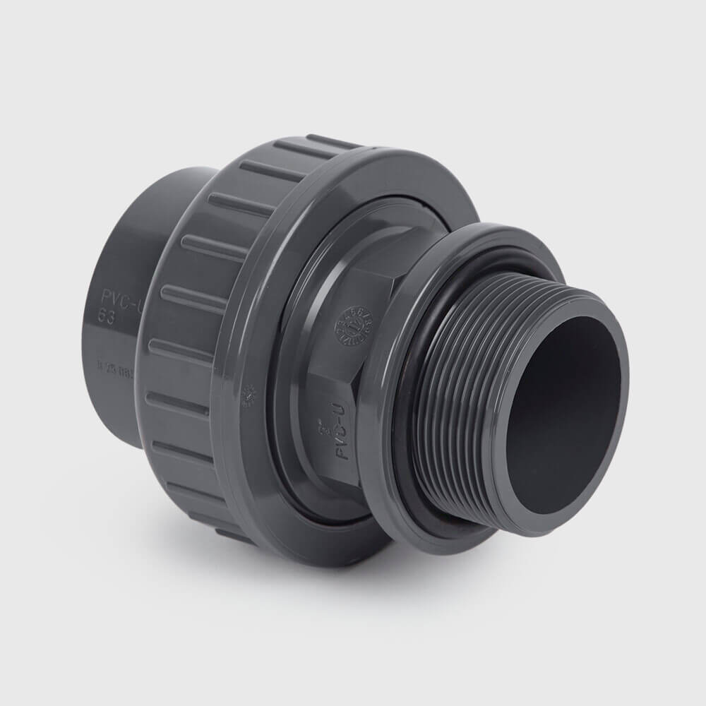 VDL Unionskoppling med O-ring PVC-U 25 mm x 3/4" limsockel x utvändig gänga 10bar grå