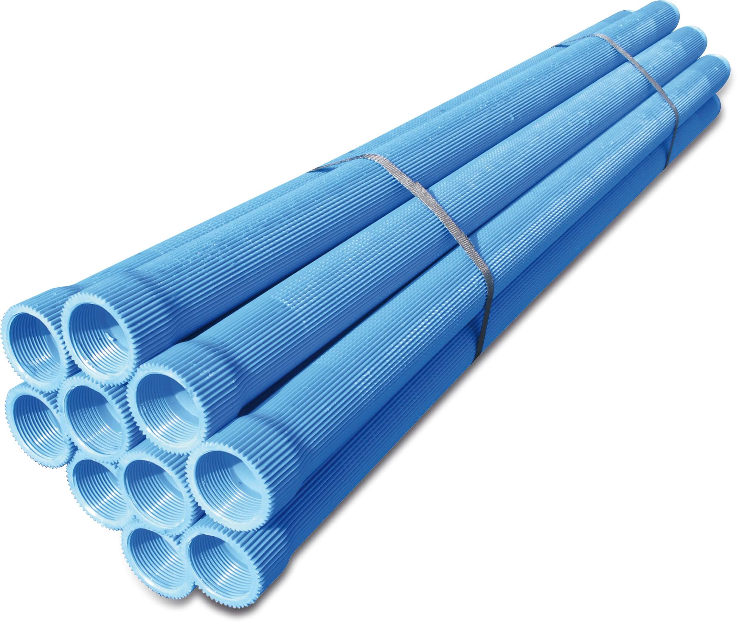 Well screen PVC-U 1 1/4" female thread x male thread 0,3 mm blue 1m type ribbed